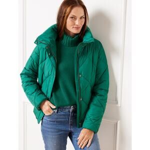 Talbots Petites EUC Women's Puffer Jacket/Coat Green Size Petite M